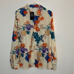 URRU Men's Hawaii Style with Orange, Purple, Blue, and Teal Flowers New